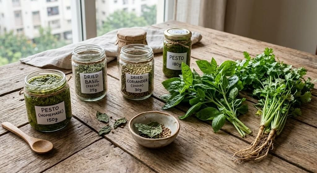homemade herb pesto dried herbs India small business