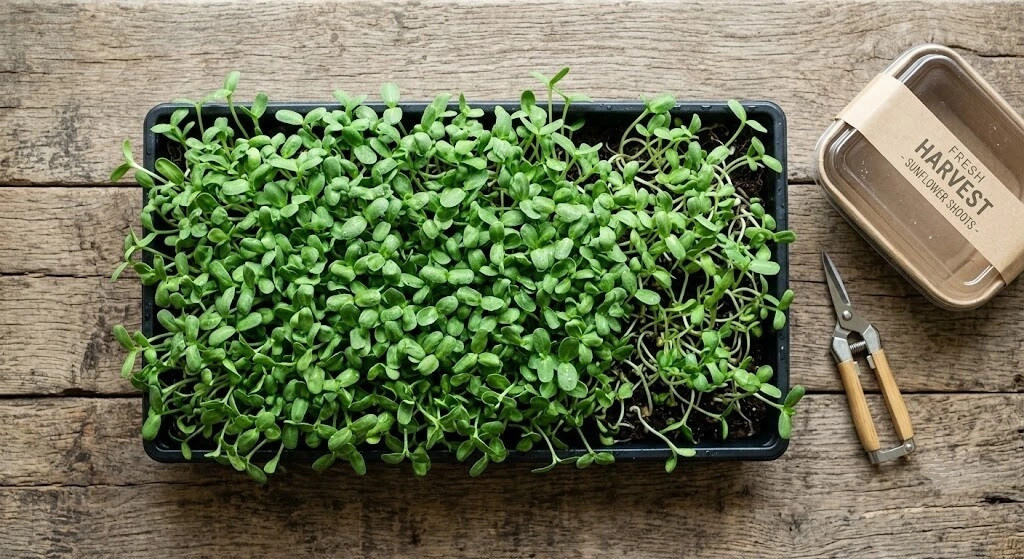 fresh microgreens harvest tray India urban farming