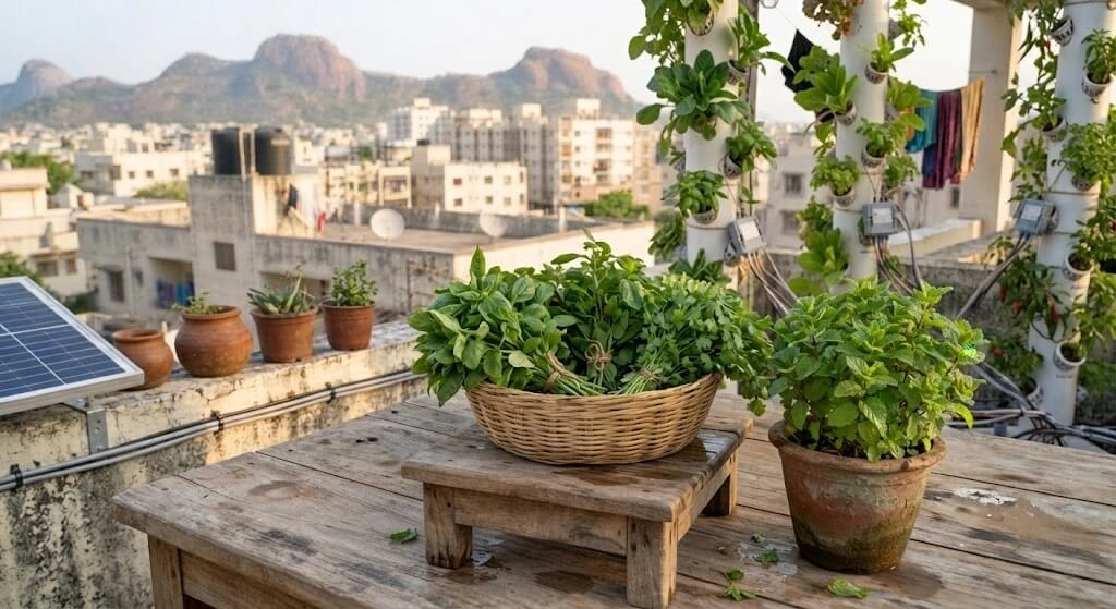 first harvest dhania methi pudina Indian balcony