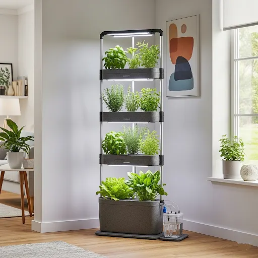 Indoor Vertical Hydroponic System Setup