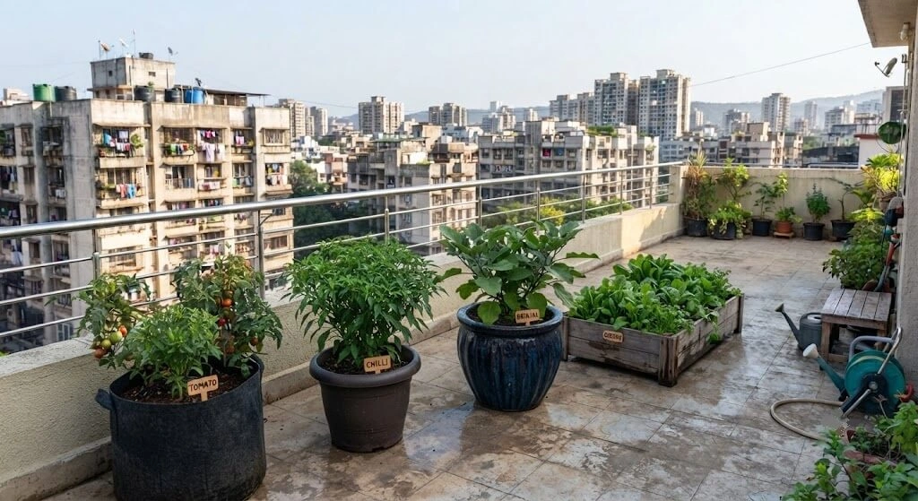 Different container types compared for rooftop gardening