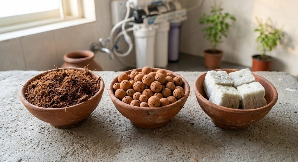 Comparison of cocopeat, clay pebbles, and rockwool growing media for hydroponics
