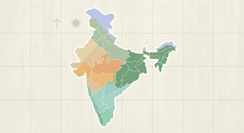 Map of Indian climate zones relevant to rooftop garden planning