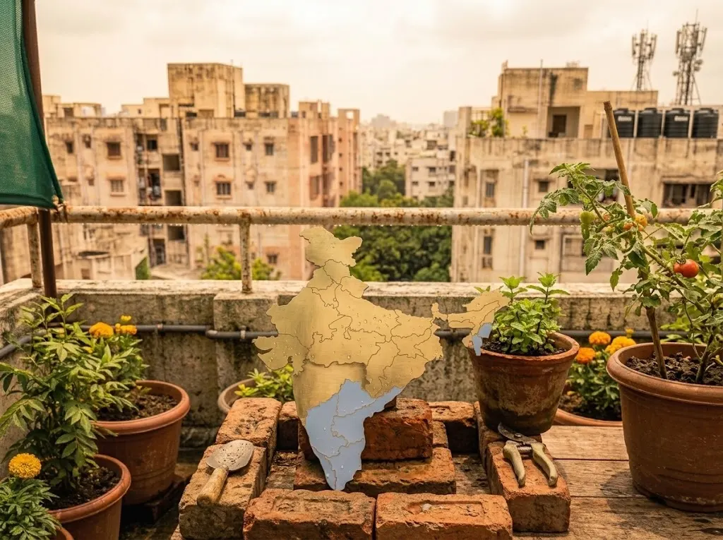 Map of Indian states with active urban farming government schemes