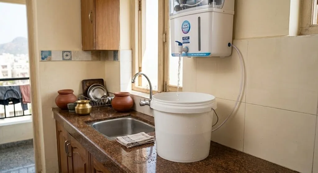 Collecting RO reject water for hydroponic use in an Indian home
