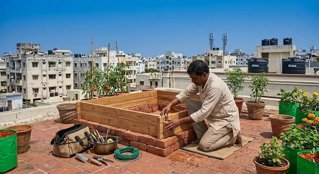 "Installing a modular rooftop garden as a service business