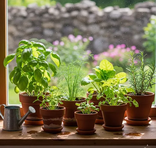 Windowsill herbs