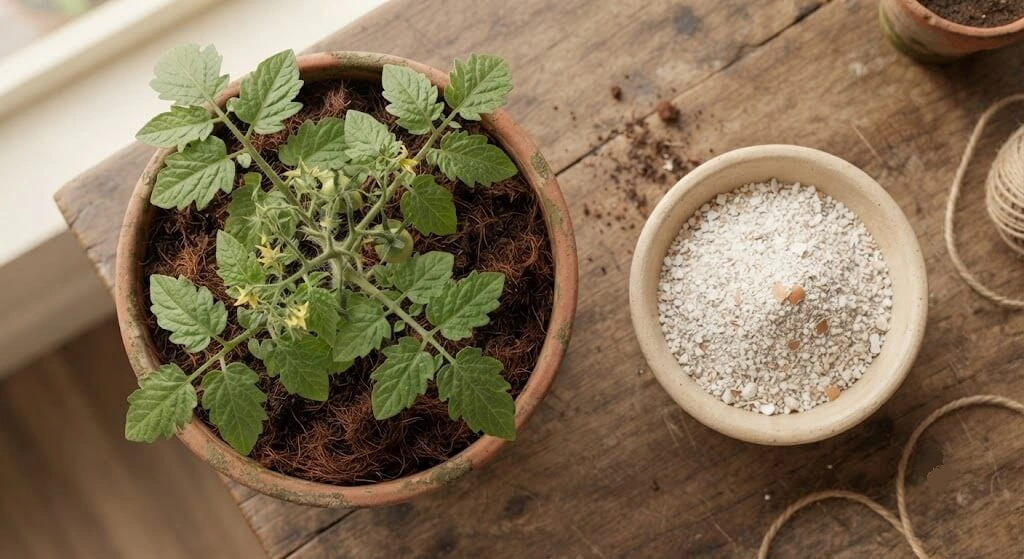 crushed eggshells calcium tomato blossom end rot India