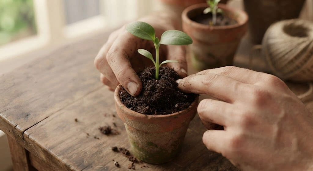 deep planting technique cherry tomato seedling transplant