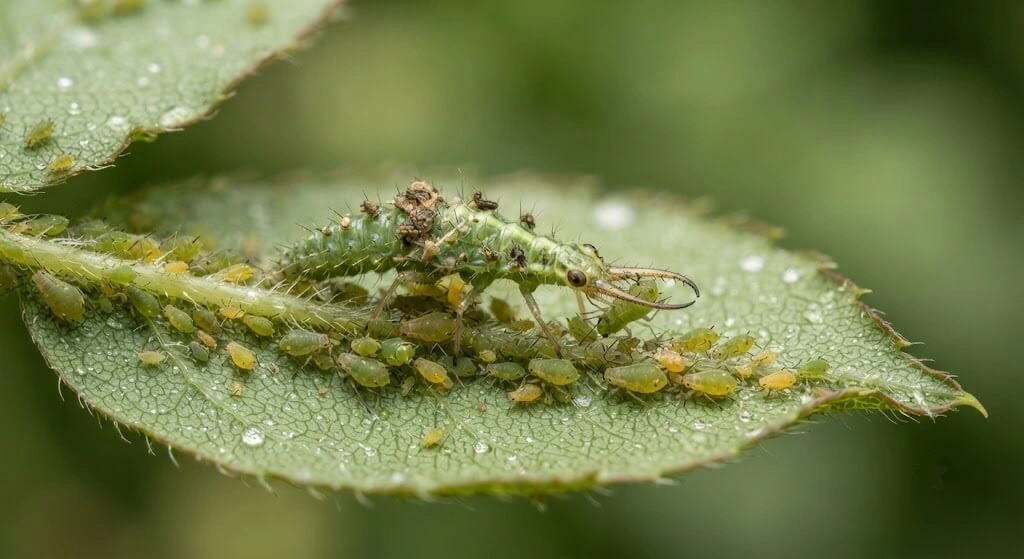 green lacewing larva aphid control Indian garden