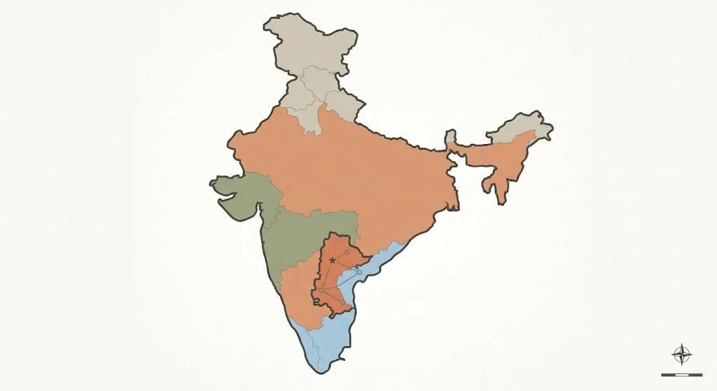 Map of Indian climate zones relevant to composting method choice, Madanapalle reference zone marked