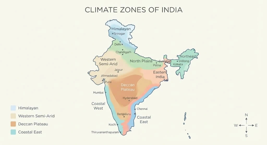 India climate zone reference map for microgreens growing conditions