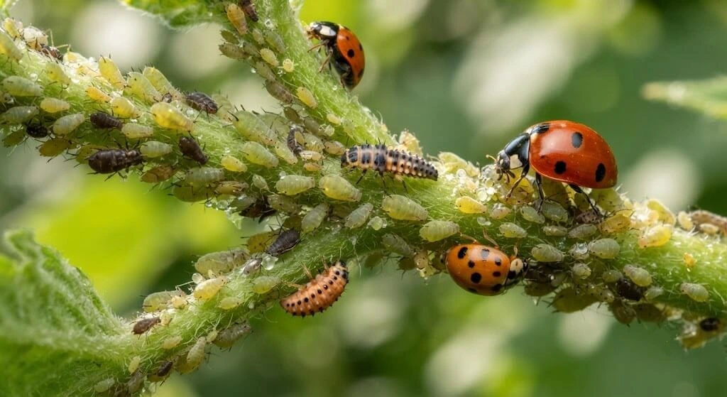 ladybird beetle aphid population balance Indian garden