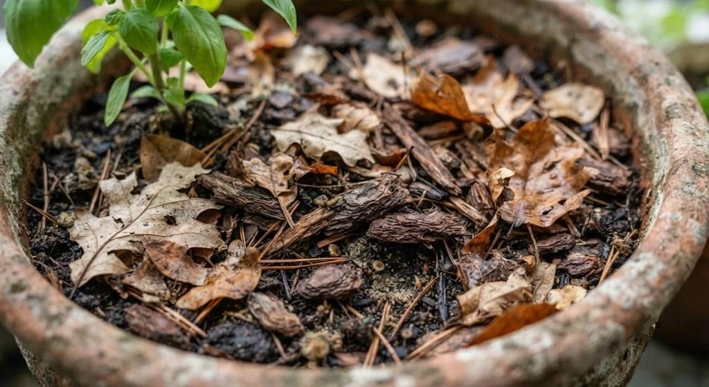 leaf litter mulch overwintering habitat beneficial insects