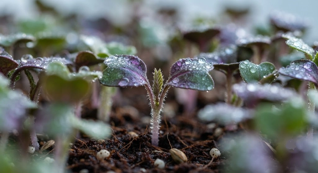 Microgreens at the ideal cotyledon stage ready for harvest