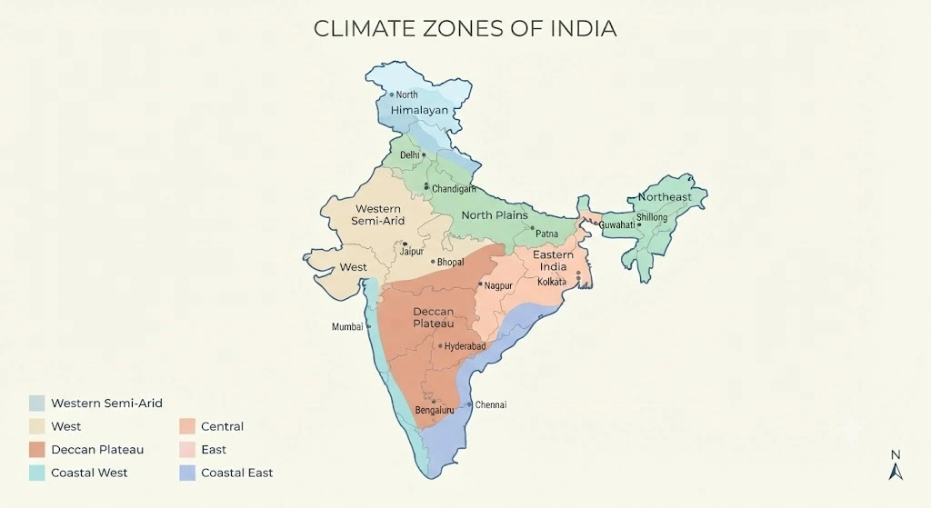 India climate zone reference map for microgreens storage conditions