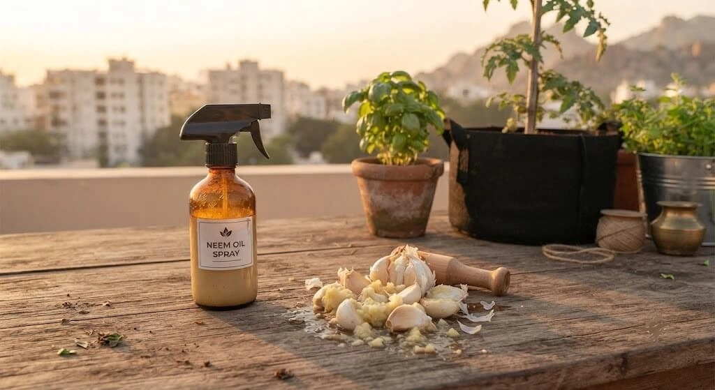 neem oil garlic drench organic pest control India