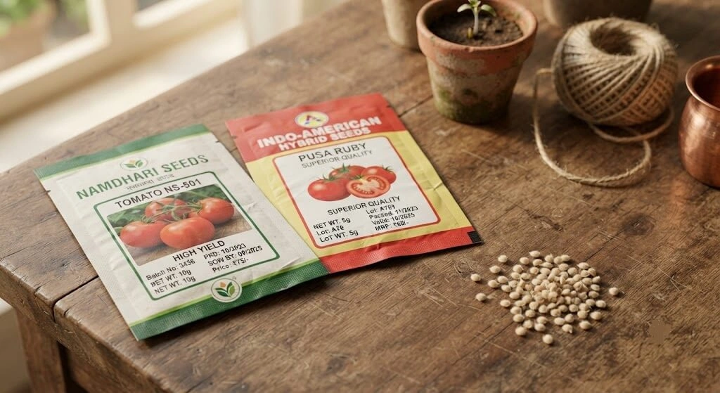 Pusa Ruby Arka Vikas cherry tomato seed packets India
