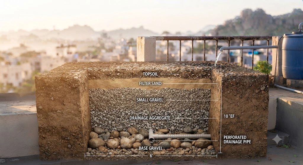 recharge pit percolation well rainwater harvesting India