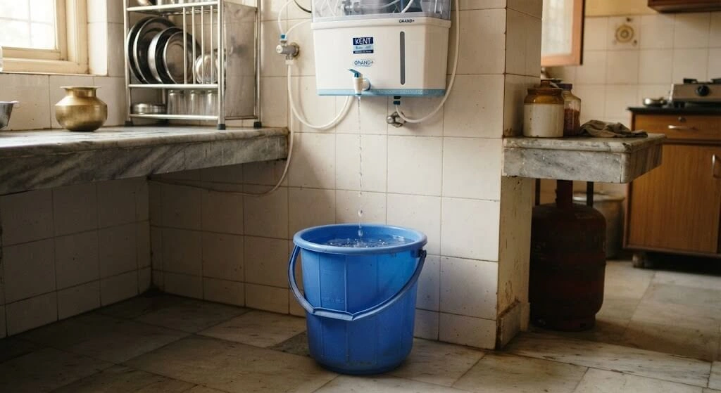 RO reject water bucket collection Indian household