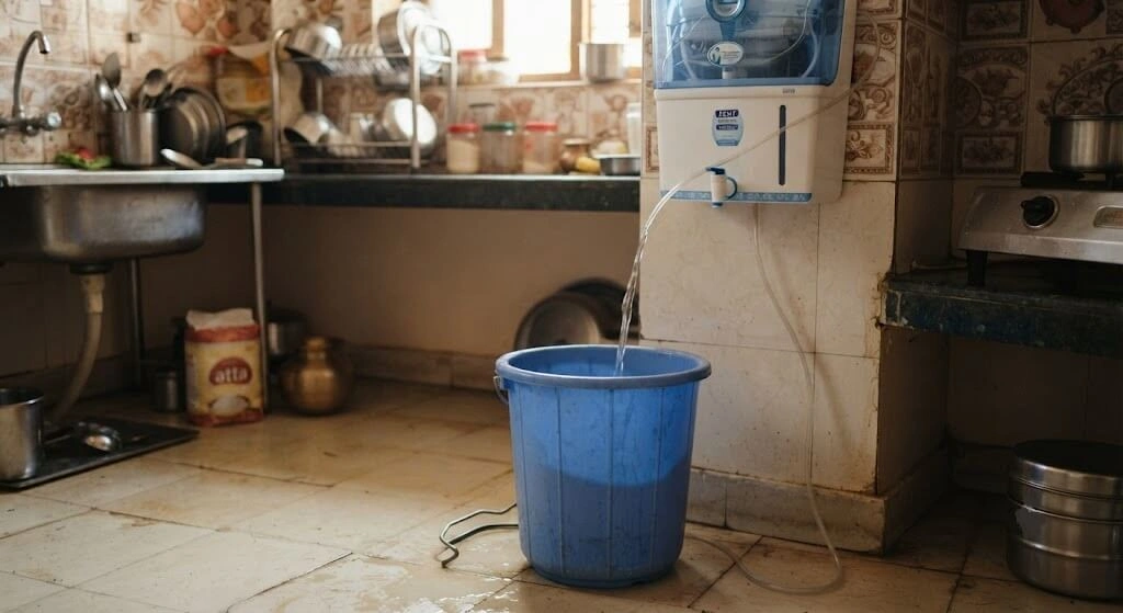 RO reject water collection bucket Indian household