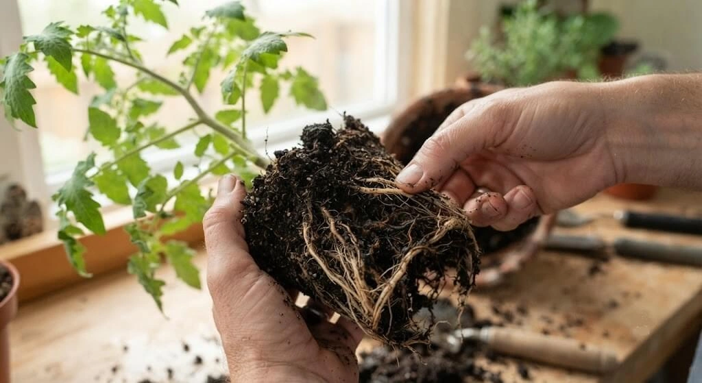 root rot inspection trimming overwatered plant recovery