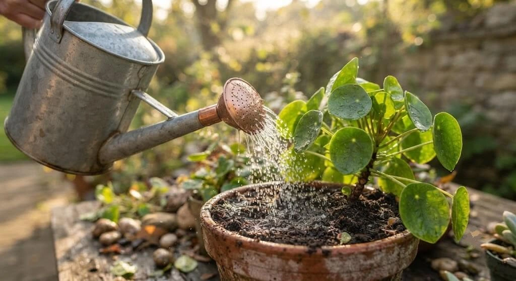 rose head watering can morning watering India