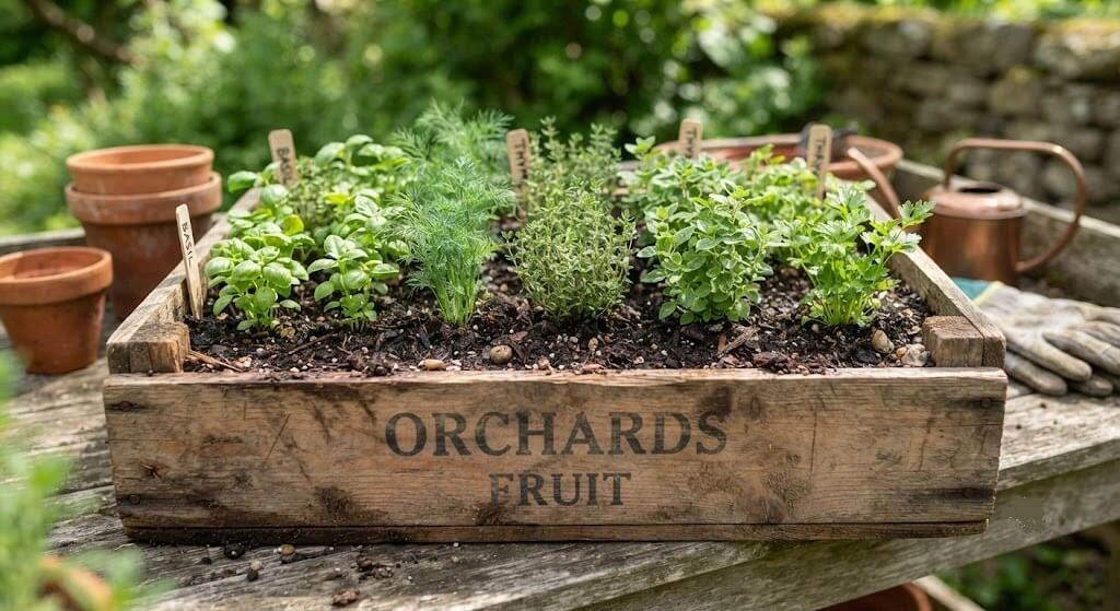 vegetable vendor wooden crate upcycled planter India