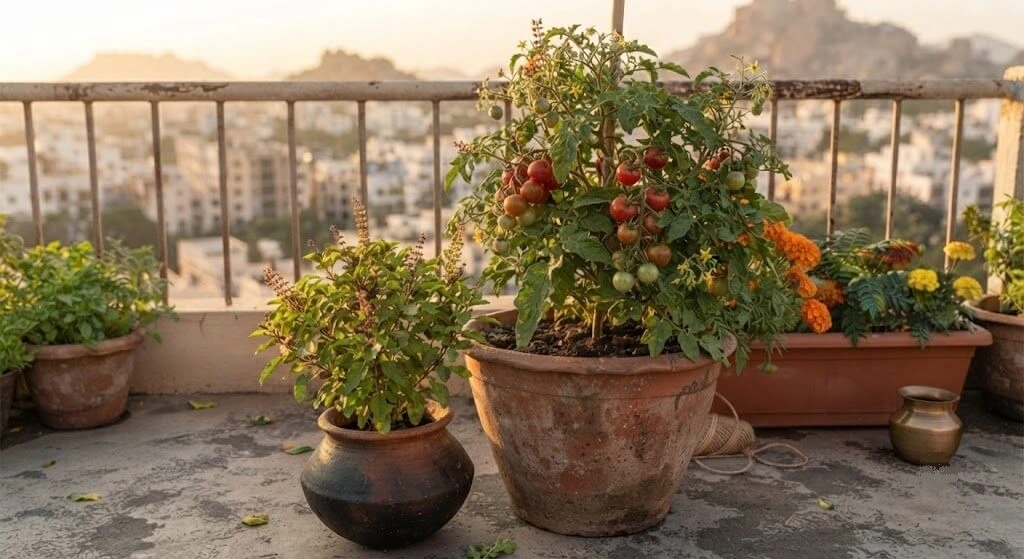 tulsi tomato traditional companion planting India