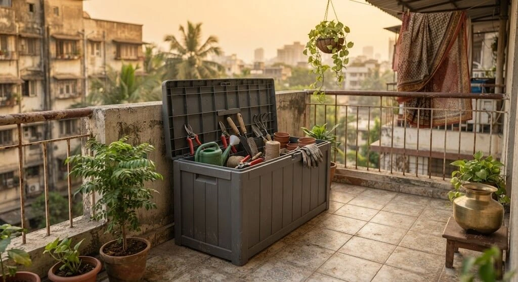 weatherproof deck box balcony tool storage India