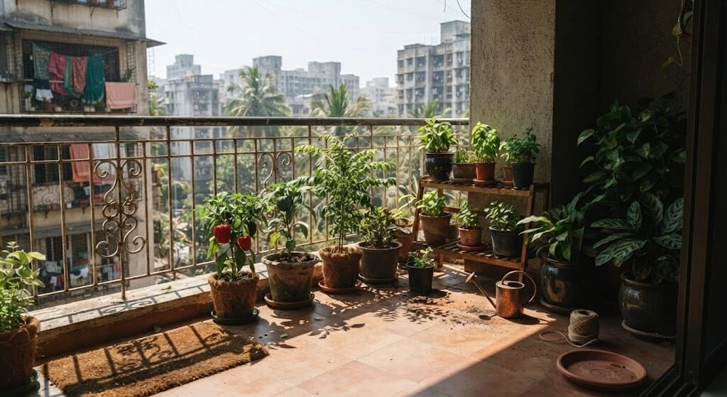 Mapping sun exposure across an Indian balcony for winter vegetable planning