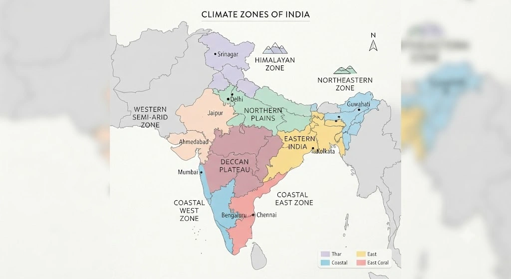 India climate zone reference map for herb growing calendar planning