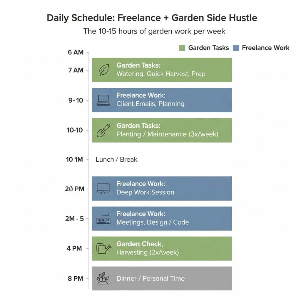 Time management schedule freelancer urban gardening side hustle daily routine