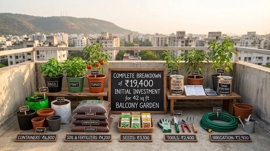 urban farming ₹19,400 initial investment cost breakdown India