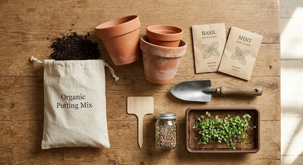 urban gardening side hustle minimum setup containers seeds tools