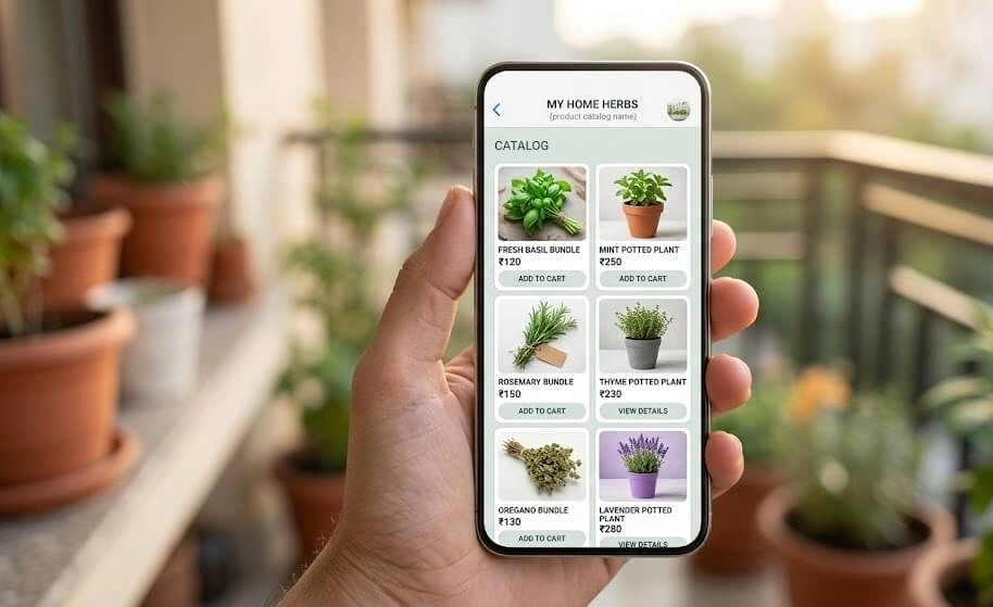 urban gardening side hustle WhatsApp Business catalog India