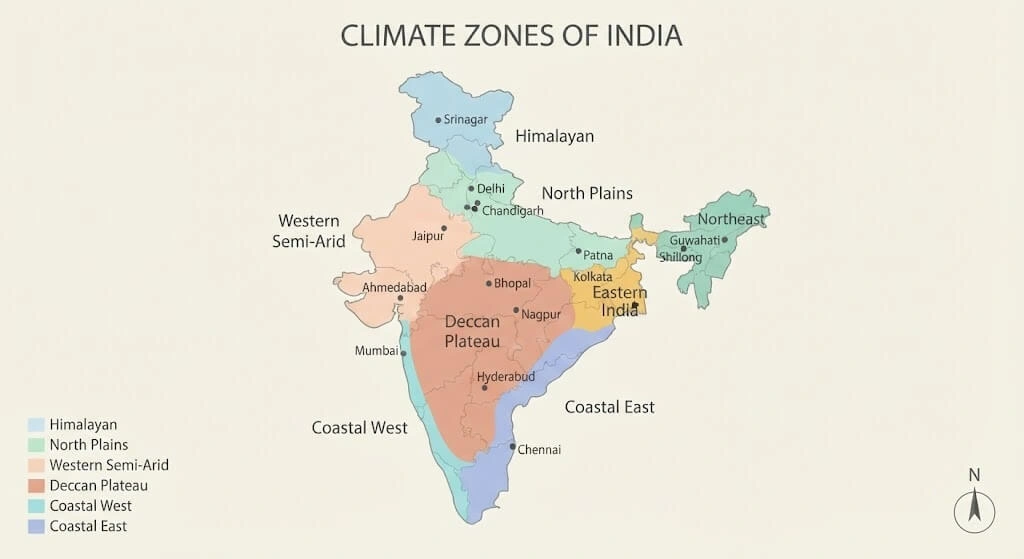 India climate zone reference map for gardening resolution planning