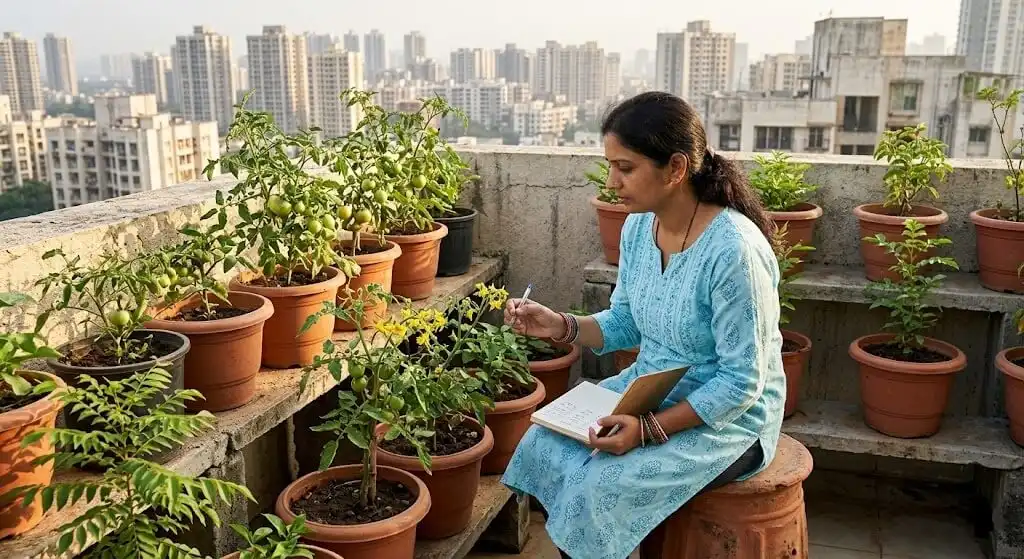 Comparison of fruit set data notebook showing Madanapalle ground terrace 70 percent versus Bangalore 12th floor 11 percent same conditions
