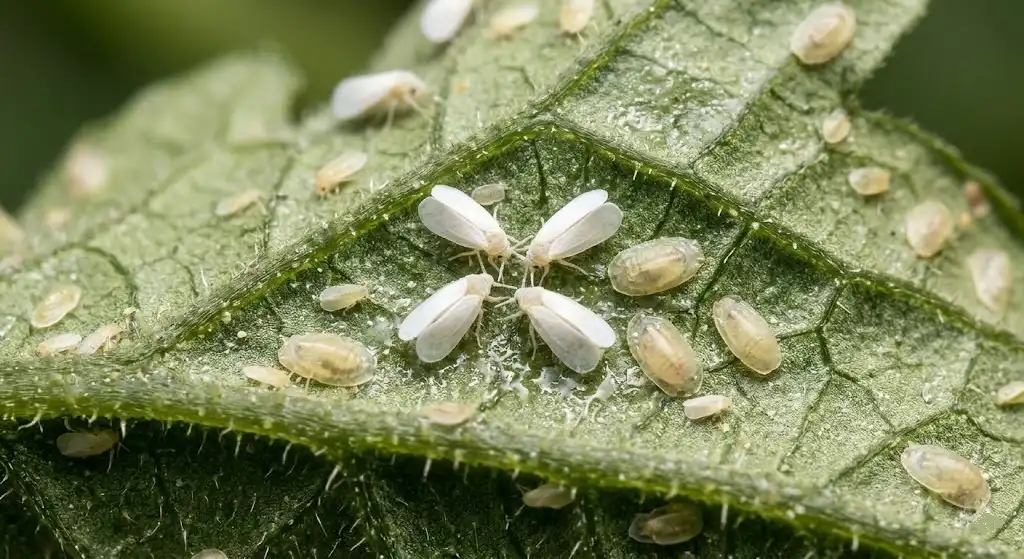 Whiteflies on Indian Balcony Plants
