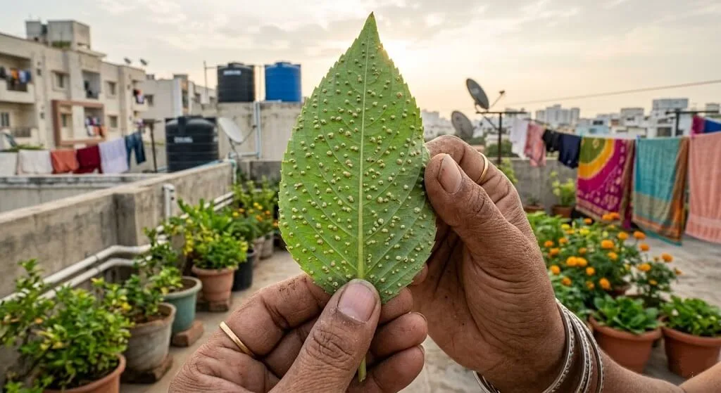 edema on plants Indian monsoon balcony