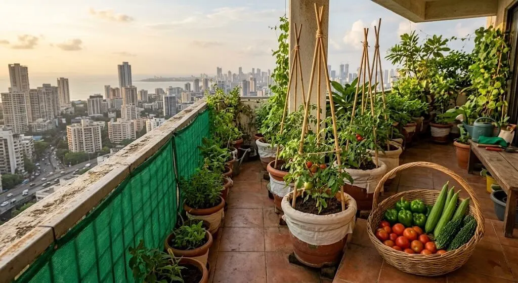 Mumbai Balcony Container Garden 31kg Harvest