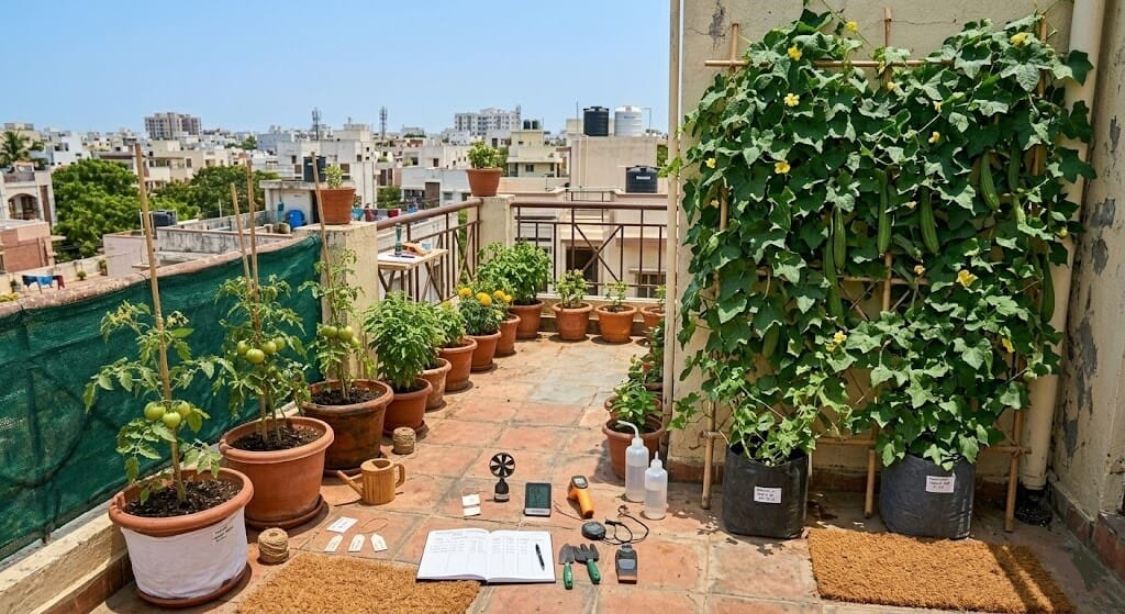 peak summer container garden India June July