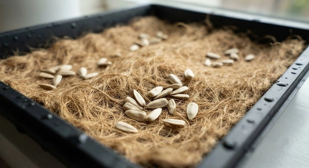 Jute growing mat used as a monsoon-friendly medium for microgreens