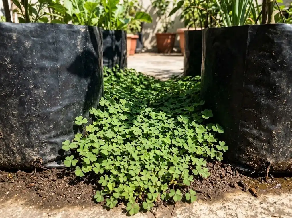 methi fenugreek ground cover companion planting India sown densely between vegetable containers