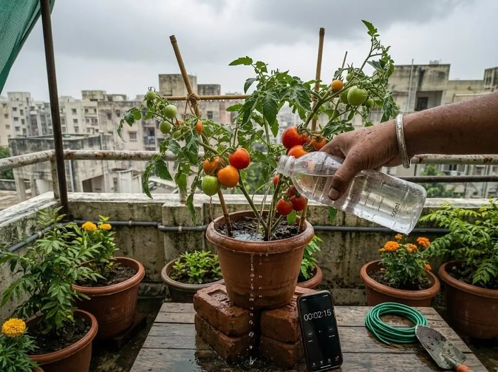 500ml drainage speed test tomato container before monsoon