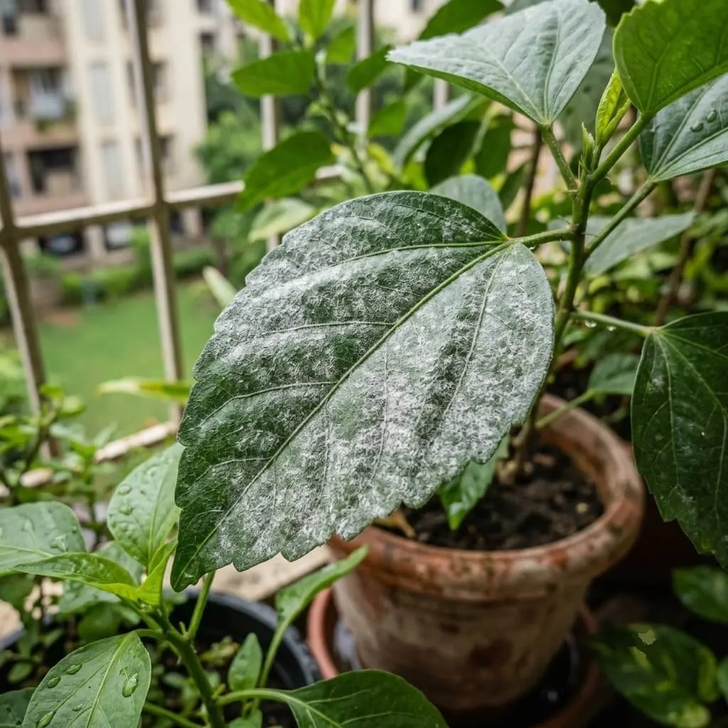 powdery mildew leaf coating identification container plant India