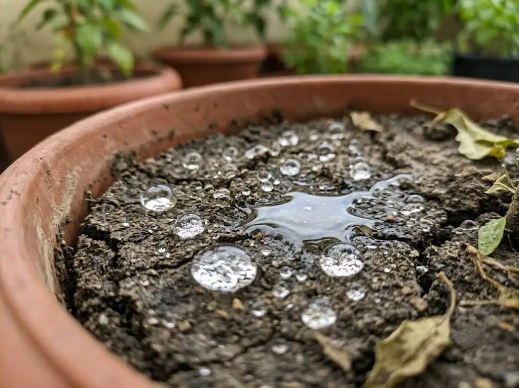 hydrophobic potting mix water beading monsoon container plant India