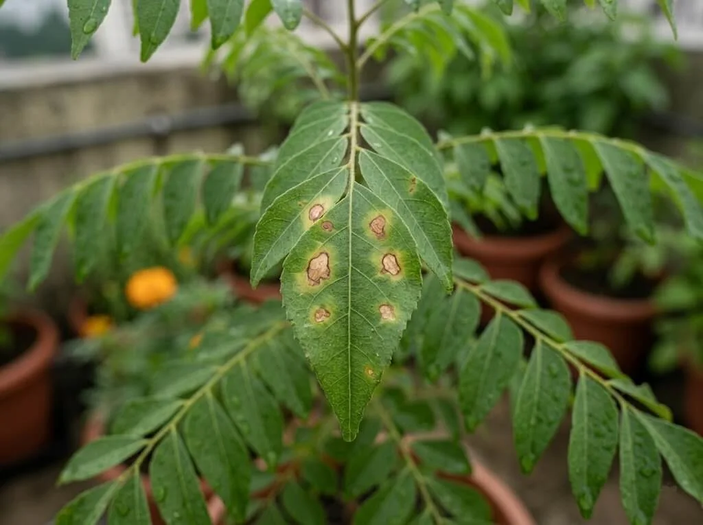 fungal leaf spot treatment monsoon container plant India