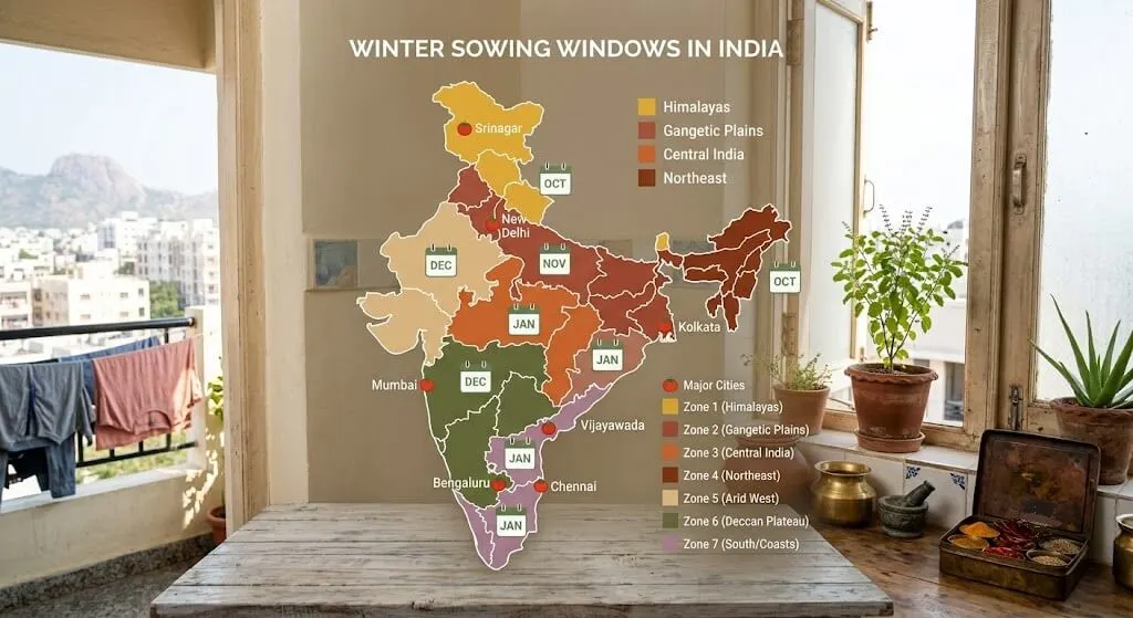 India winter tomato sowing zones map by city