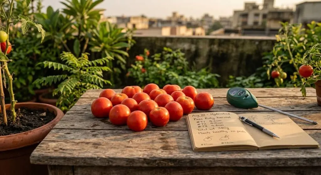 Pusa Ruby tomato harvest with original data tracking Madanapalle
